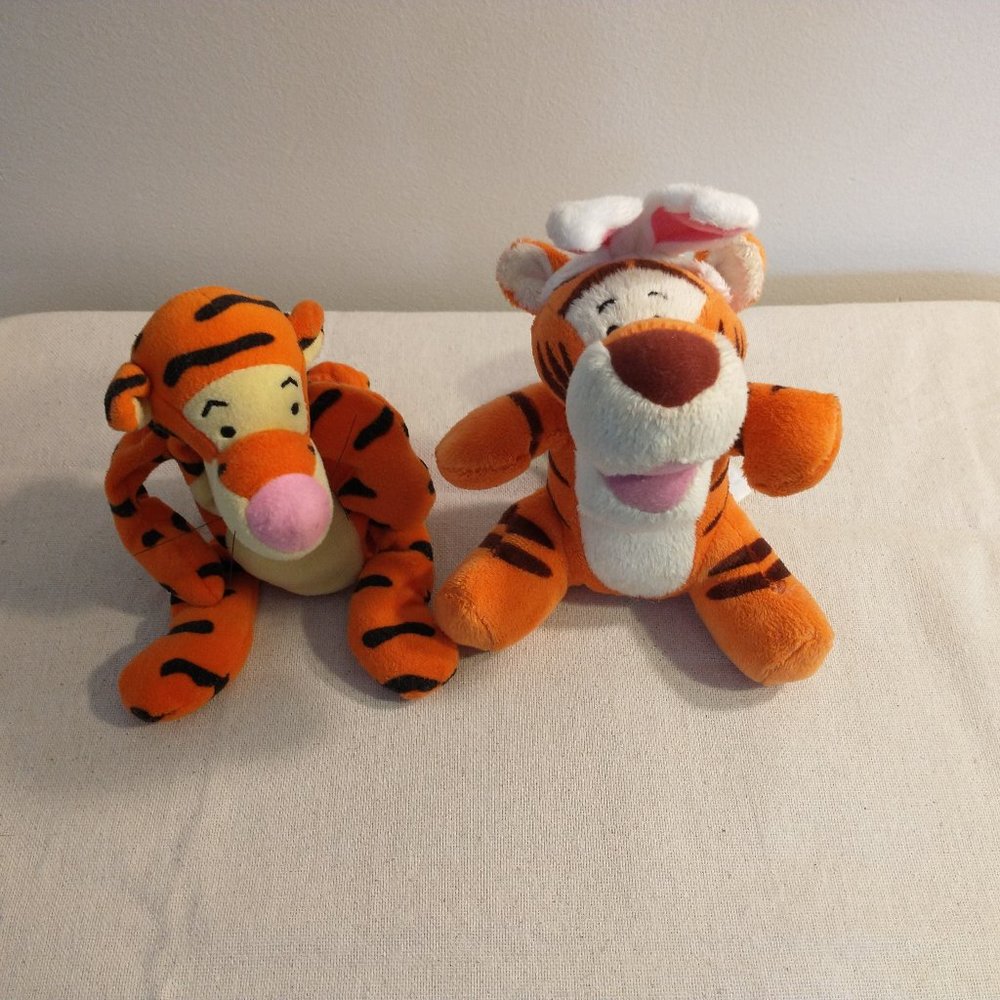 Diseney Winnie The Pooh Tigger Plush Lot - One Beanie, One Normal